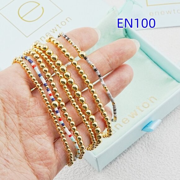 Enewton Colorful Glass Tube Bead & Gold Bead Bracelet Set - Picture 1 of 6